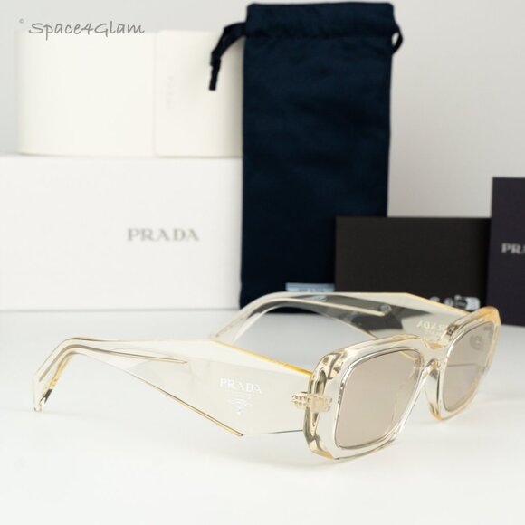 BRAND NEW Prada PR17WS 19X30N Clear Champagne Platino Mirror Unisex Sunglasses